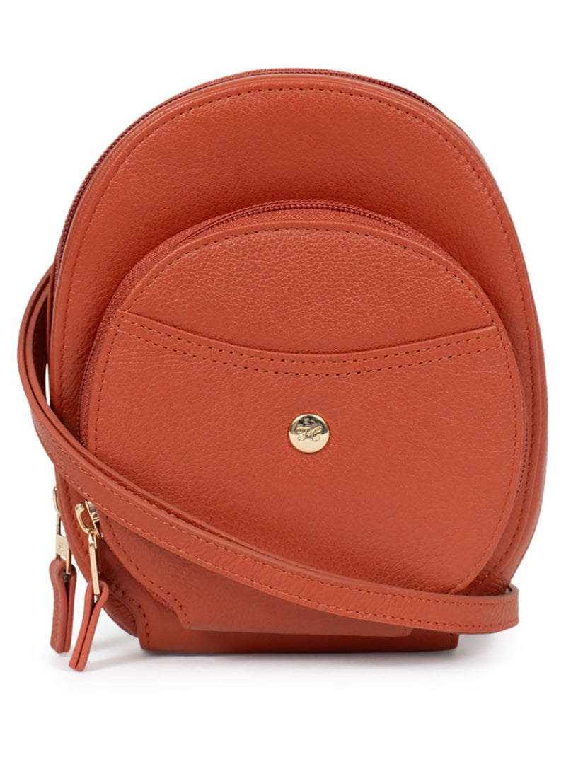 Pochette téléphone avec portecartes  Stop RFID  Cuir LUNA Orange - Kiabi