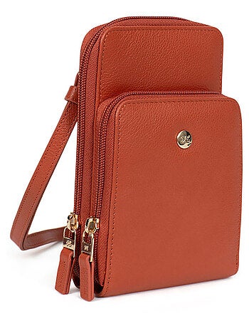 Pochette téléphone avec portecartes Stop RFID Cuir LUNA