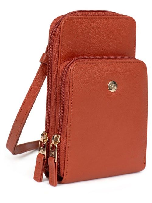 Pochette téléphone avec portecartes  Stop RFID  Cuir LUNA - Kiabi