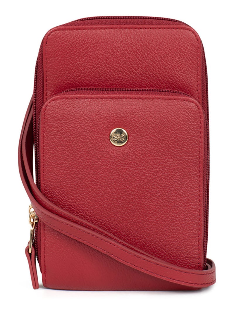 Pochette téléphone avec portecartes  Stop RFID  Cuir LUNA Rouge foncé - Kiabi