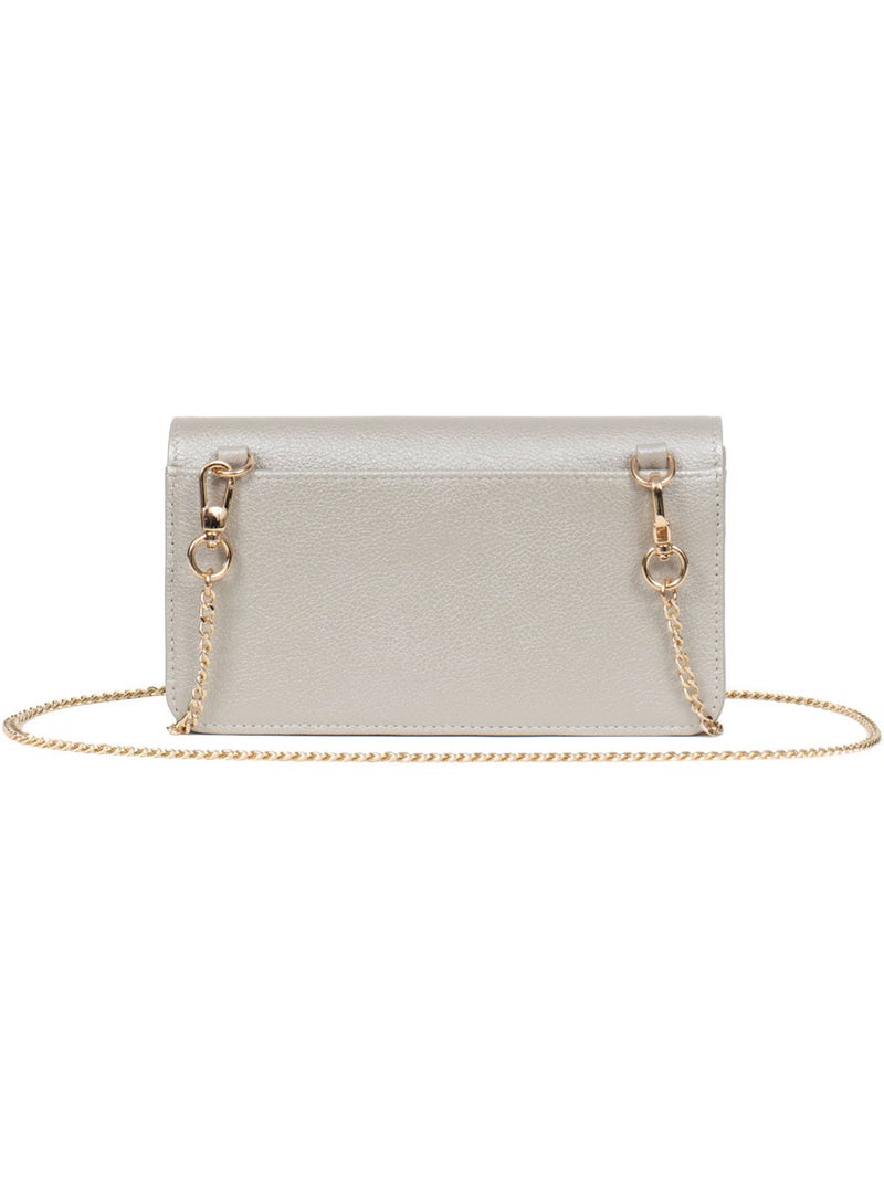 Pochette téléphone avec portefeuille  1 volet  Stop RFID  Cuir LUNA Argent - Kiabi