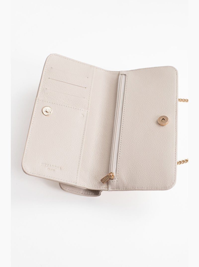 Pochette téléphone avec portefeuille  1 volet  stop rfid  cuir luna hexagona Ivoire - Kiabi