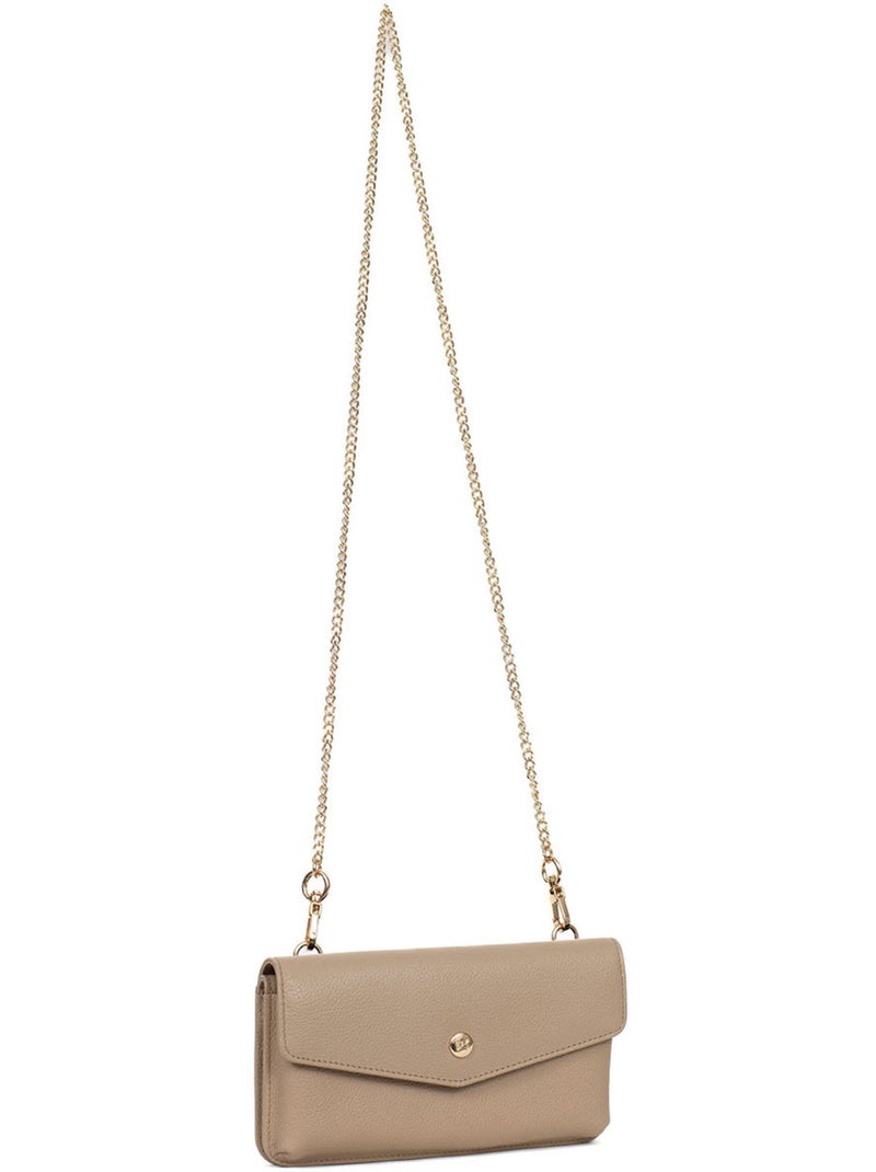 Pochette téléphone avec portefeuille  1 volet  Stop RFID  Cuir LUNA Marron glacé - Kiabi