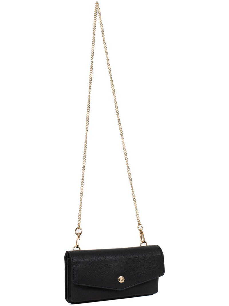 Pochette téléphone avec portefeuille  1 volet  Stop RFID  Cuir LUNA Noir - Kiabi
