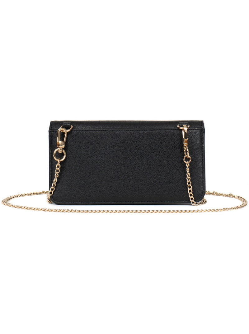 Pochette téléphone avec portefeuille  1 volet  Stop RFID  Cuir LUNA Noir - Kiabi