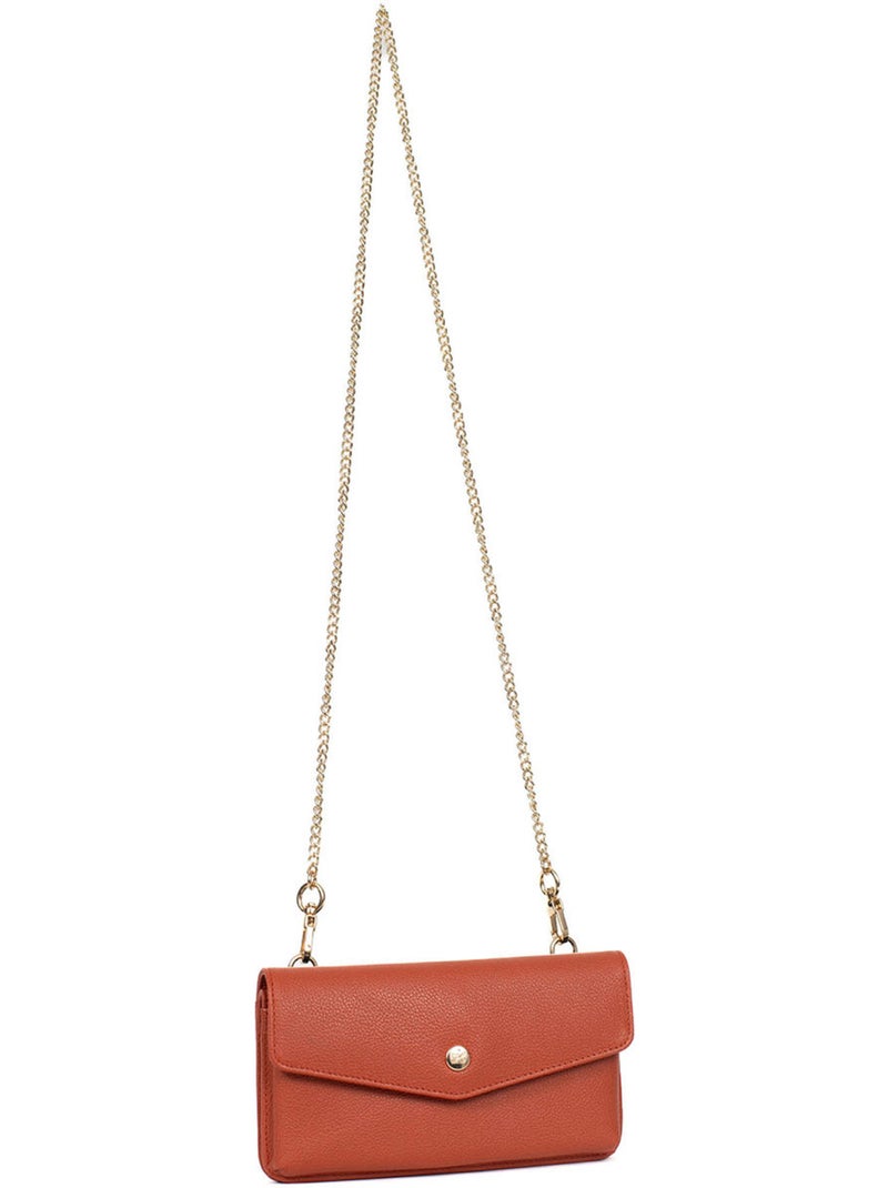 Pochette téléphone avec portefeuille  1 volet  Stop RFID  Cuir LUNA Orange - Kiabi