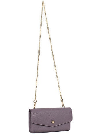 Pochette téléphone avec portefeuille 1 volet Stop RFID Cuir LUNA