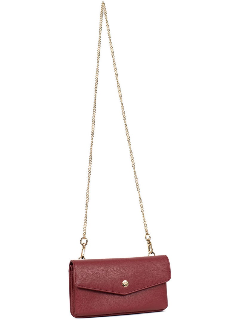 Pochette téléphone avec portefeuille  1 volet  Stop RFID  Cuir LUNA Rouge carmin - Kiabi