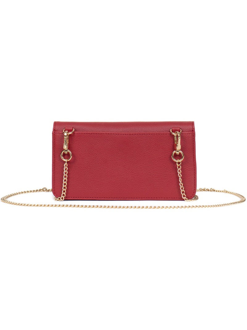 Pochette téléphone avec portefeuille  1 volet  Stop RFID  Cuir LUNA Rouge foncé - Kiabi