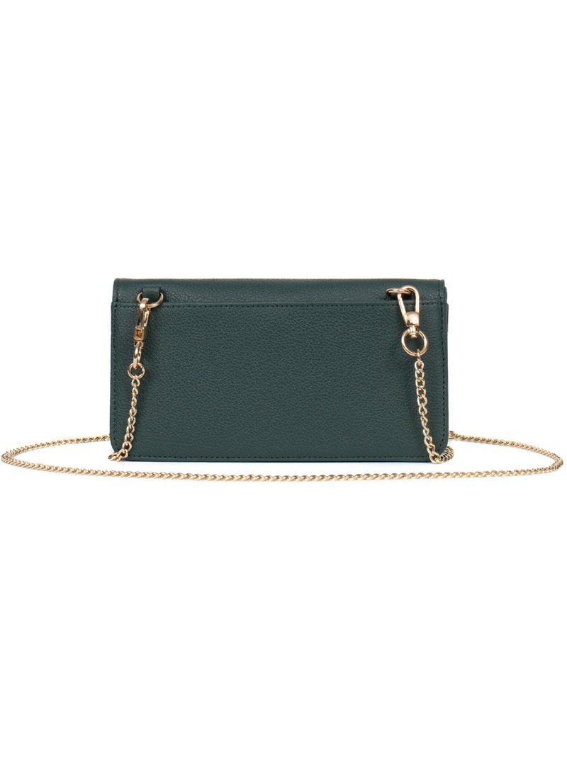 Pochette téléphone avec portefeuille  1 volet  Stop RFID  Cuir LUNA Vert sapin - Kiabi