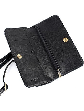Pochette téléphone avec portefeuille 1 volet Stop RFID Cuir ONDINE