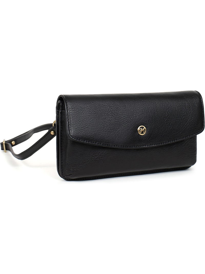 Pochette téléphone avec portefeuille  1 volet  Stop RFID  Cuir ONDINE Noir - Kiabi
