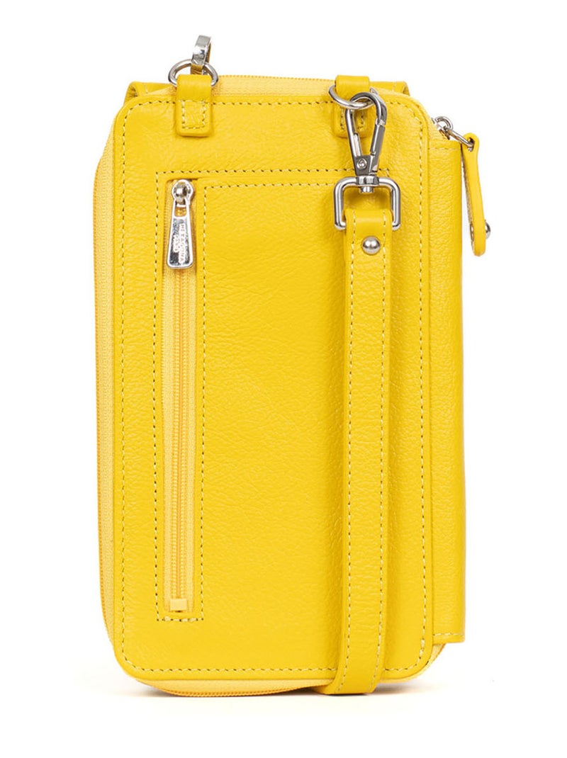 Pochette téléphone avec portefeuille  Cuir CONFORT Jaune - Kiabi