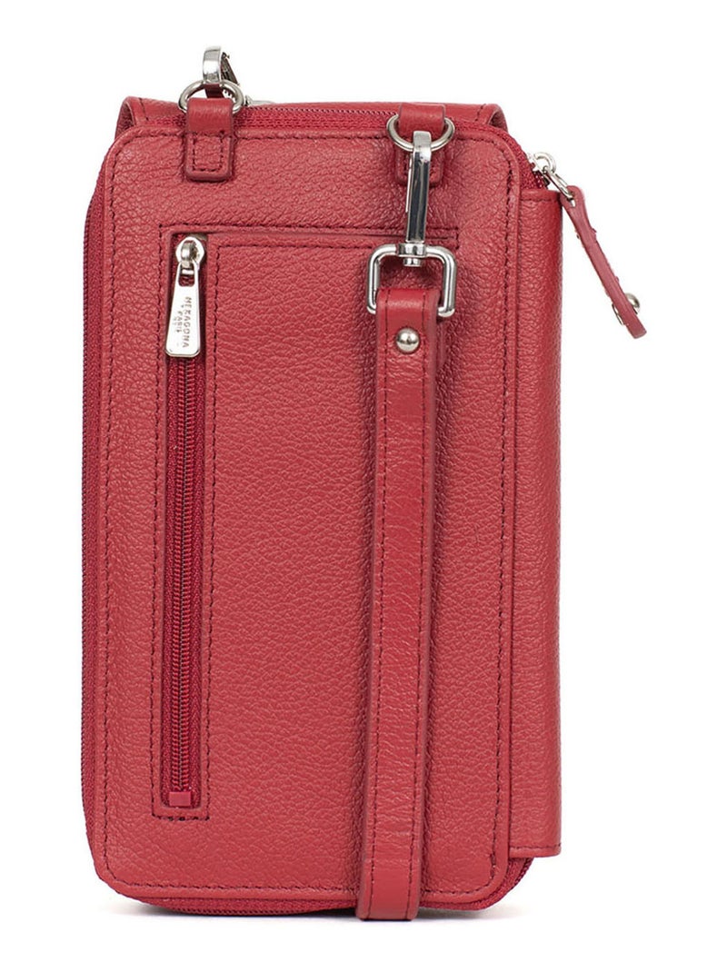 Pochette téléphone avec portefeuille  Cuir CONFORT Rouge foncé - Kiabi