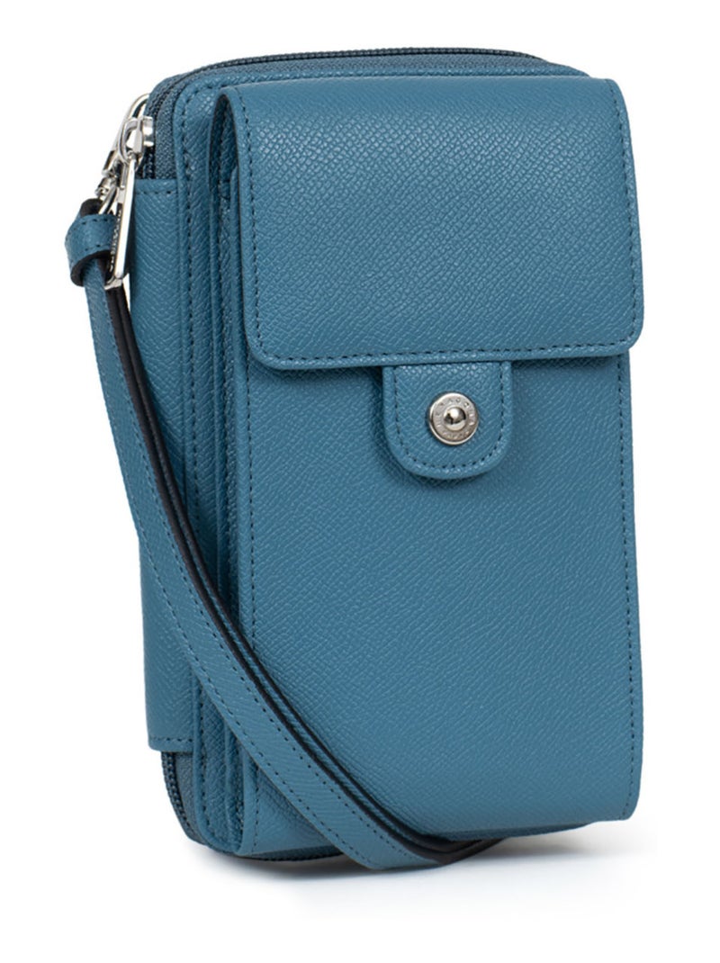 Pochette téléphone avec portefeuille  stop rfid ava hexagona Bleu - Kiabi