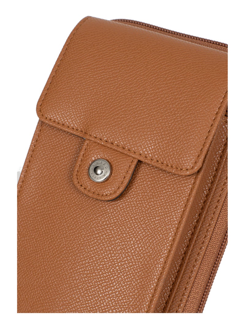 Pochette téléphone avec portefeuille  Stop RFID AVA Marron caramel - Kiabi