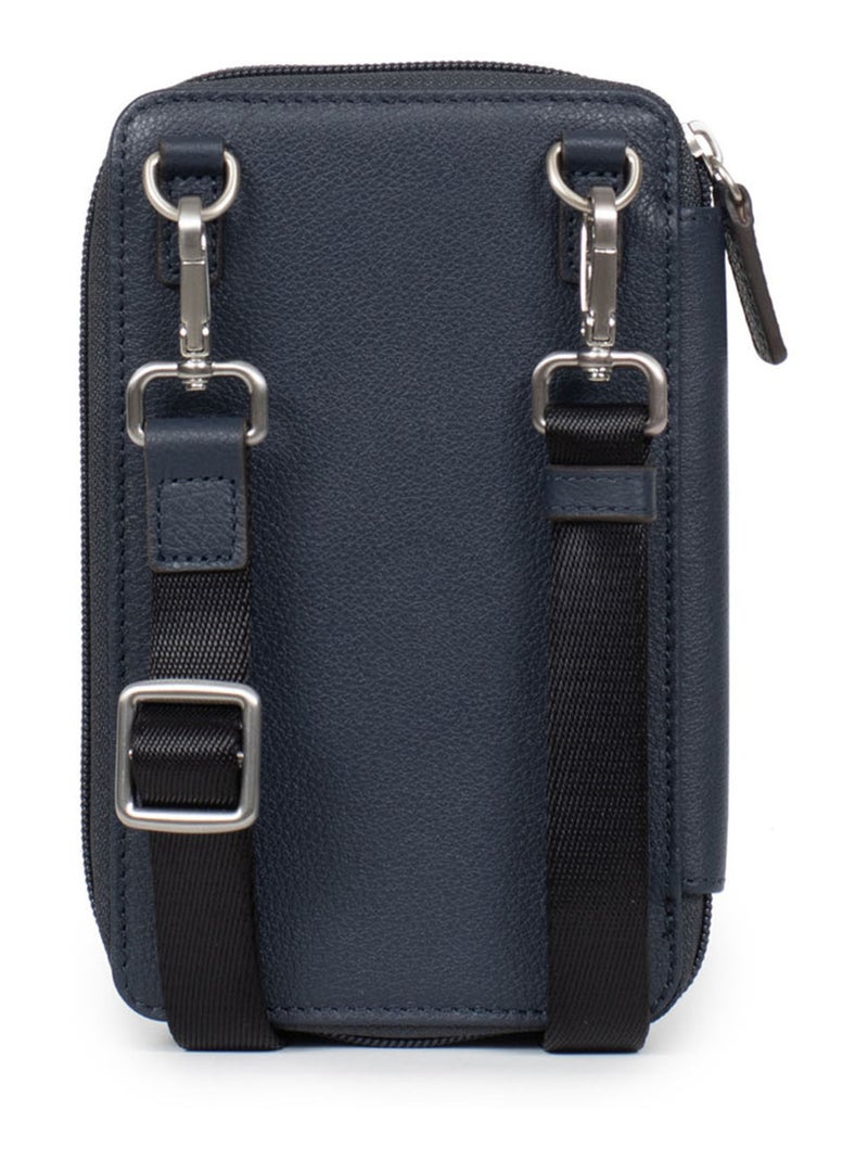 Pochette téléphone avec portefeuille  Stop RFID  Cuir CONFORT Bleu marine - Kiabi