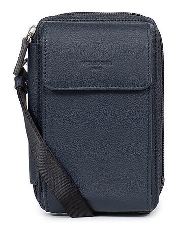 Pochette téléphone avec portefeuille stop rfid cuir confort hexagona