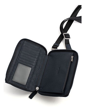 Pochette téléphone avec portefeuille stop rfid cuir confort hexagona