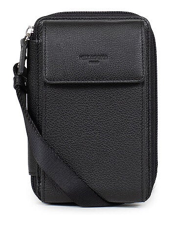 Pochette téléphone avec portefeuille stop rfid cuir confort hexagona