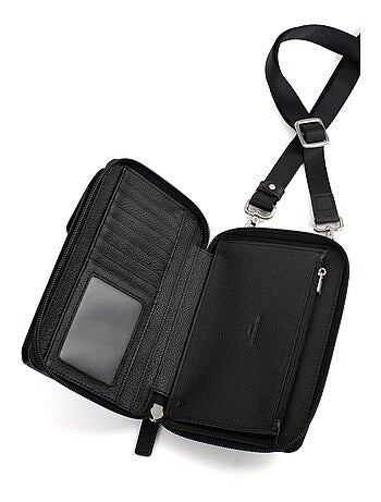 Pochette téléphone avec portefeuille stop rfid cuir confort hexagona
