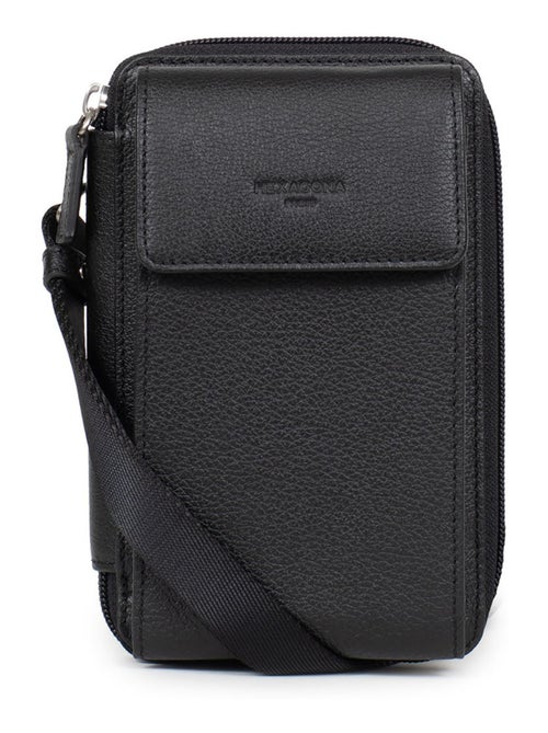 Pochette téléphone avec portefeuille  stop rfid  cuir confort hexagona - Kiabi