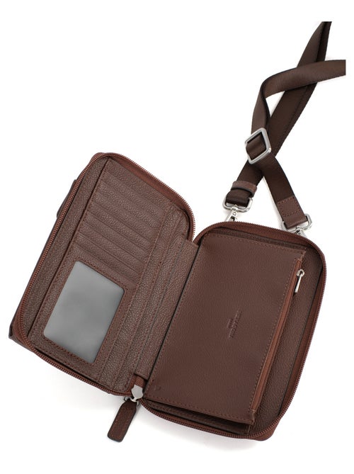 Pochette téléphone avec portefeuille  Stop RFID  Cuir CONFORT - Kiabi