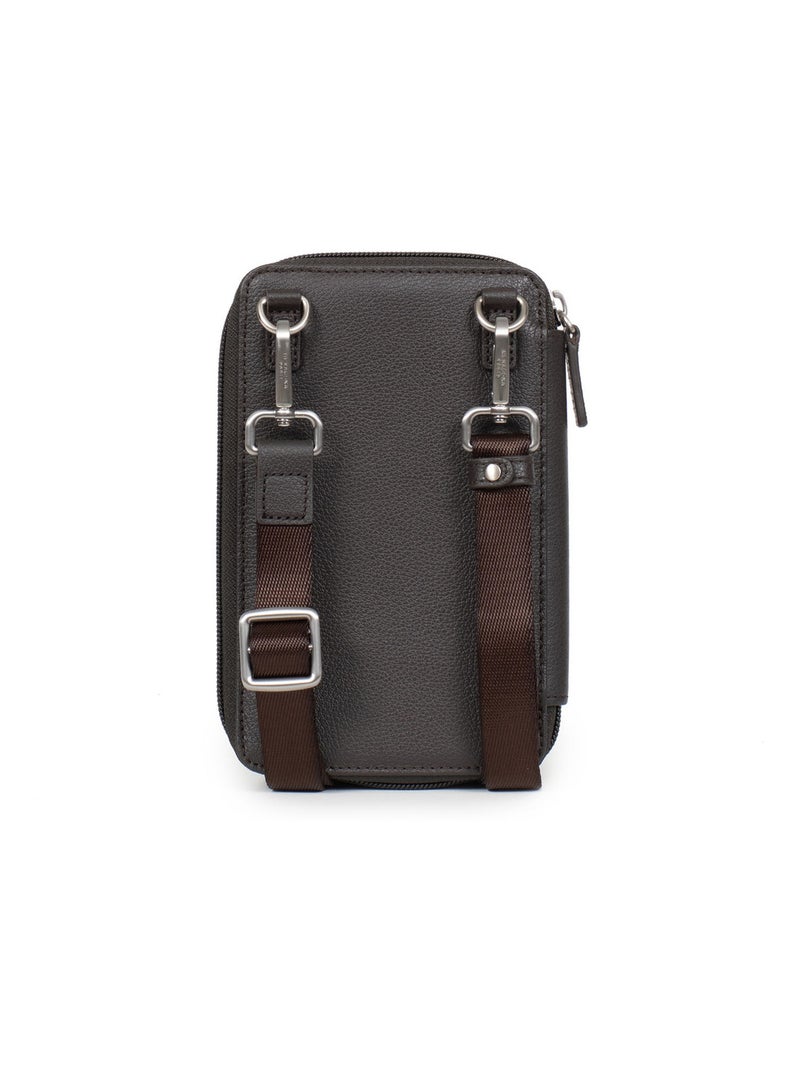 Pochette téléphone avec portefeuille  Stop RFID  Cuir CONFORT Marron foncé - Kiabi
