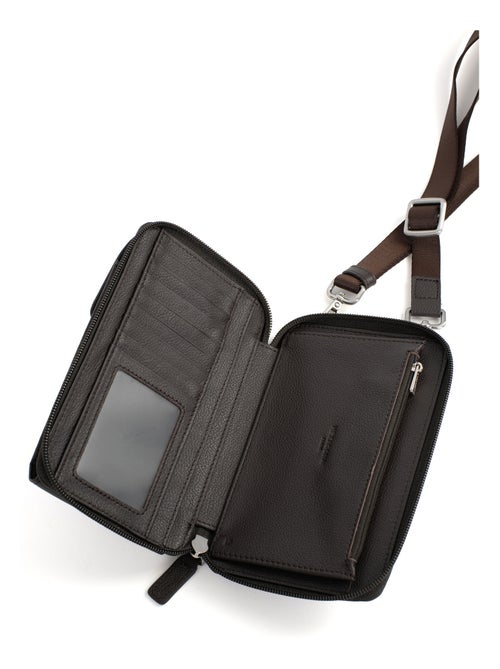 Pochette téléphone avec portefeuille  Stop RFID  Cuir CONFORT - Kiabi