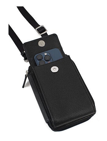 Pochette téléphone avec portefeuille Stop RFID Cuir CONFORT
