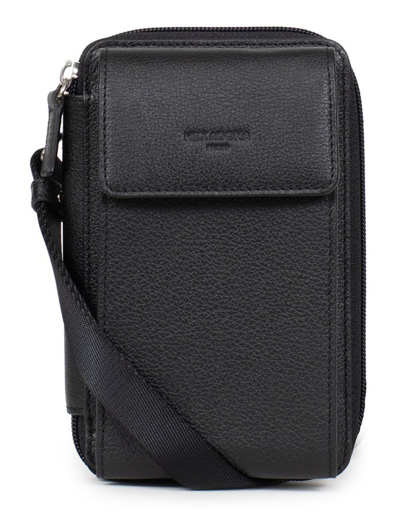 Pochette téléphone avec portefeuille  Stop RFID  Cuir CONFORT Noir - Kiabi