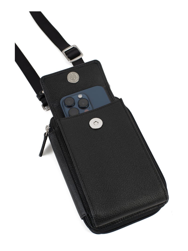 Pochette téléphone avec portefeuille  Stop RFID  Cuir CONFORT Noir - Kiabi