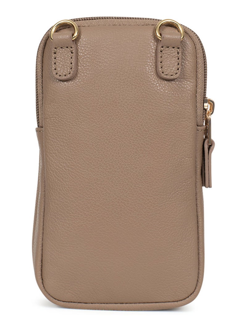 Pochette téléphone  Cuir LUNA Marron clair - Kiabi