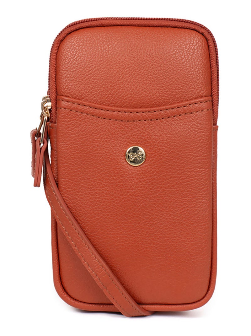 Pochette téléphone  Cuir LUNA Orange - Kiabi