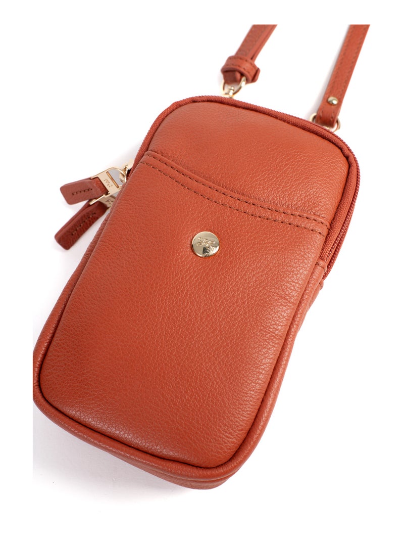 Pochette téléphone  Cuir LUNA Orange - Kiabi