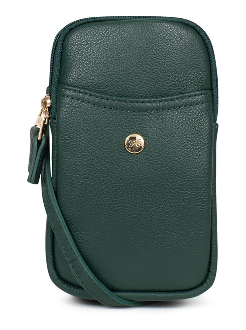 Pochette téléphone  Cuir LUNA Vert sapin - Kiabi