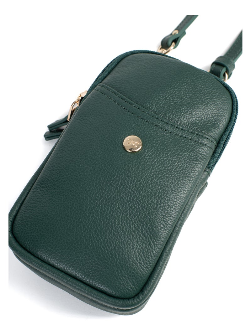 Pochette téléphone  Cuir LUNA Vert sapin - Kiabi