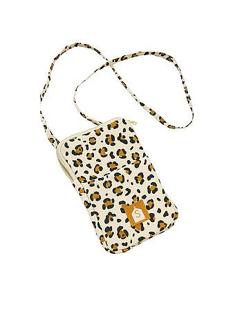 Pochette téléphone en gaze de coton matelassée imprimé Léopard - SAUTHON