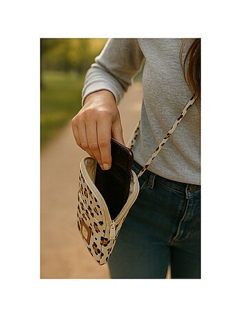 Pochette téléphone en gaze de coton matelassée imprimé Léopard - SAUTHON