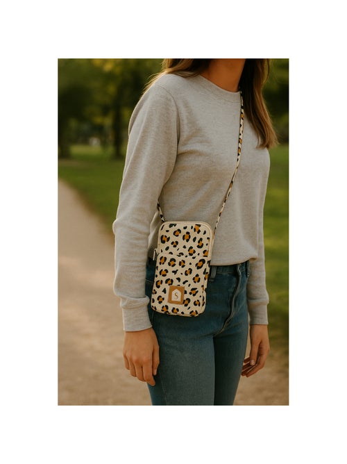 Pochette téléphone en gaze de coton matelassée imprimé Léopard - SAUTHON - Kiabi