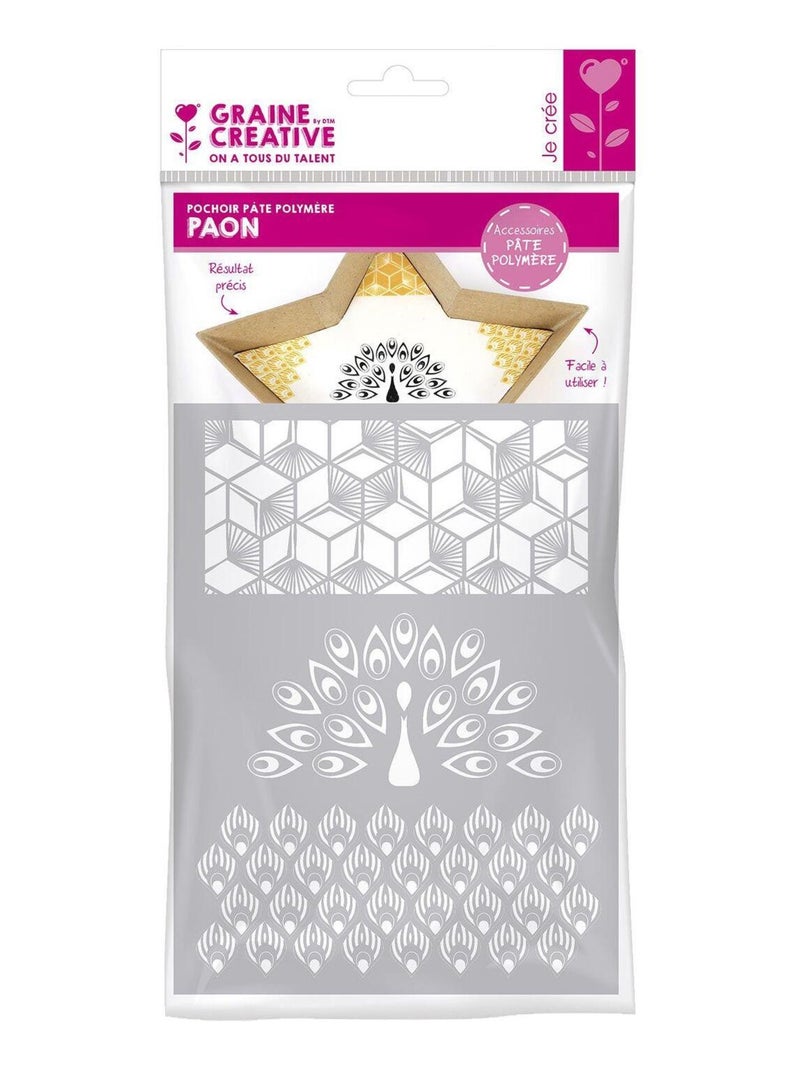 Pochoir pâte polymère Paon 15,3 x 11,4 cm - Graine Créative N/A - Kiabi