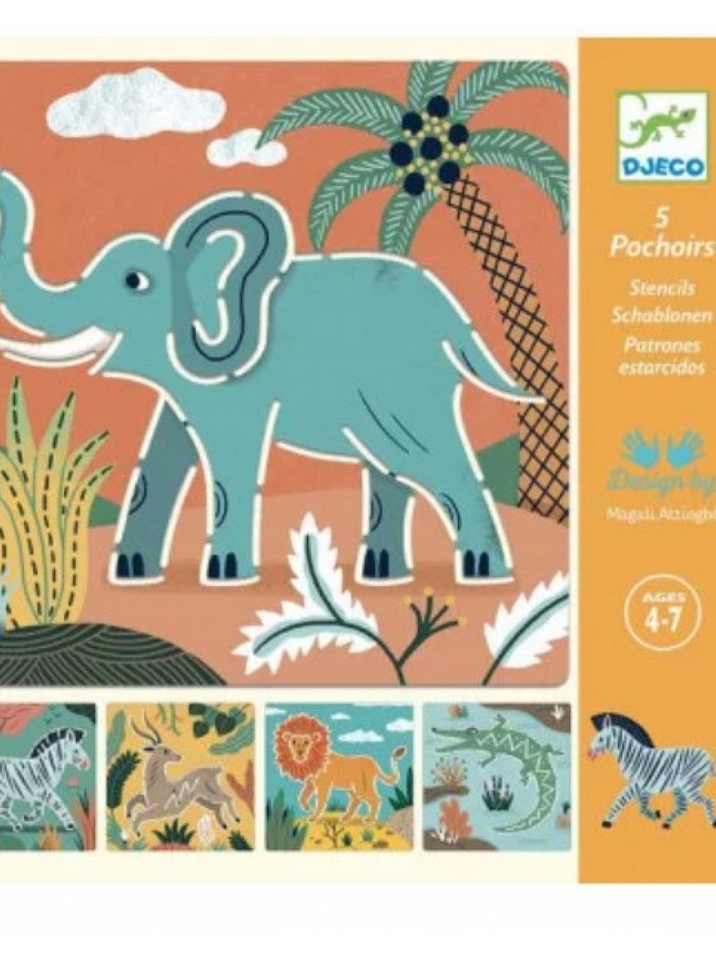 Pochoirs Par 5 Theme Animaux Sauvages N/A - Kiabi