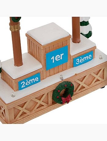 Podium de ski lumineux de village de noël 8 led à piles