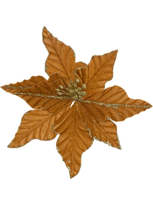 Poinsettia velours cuivre à pince 20cm - Kiabi