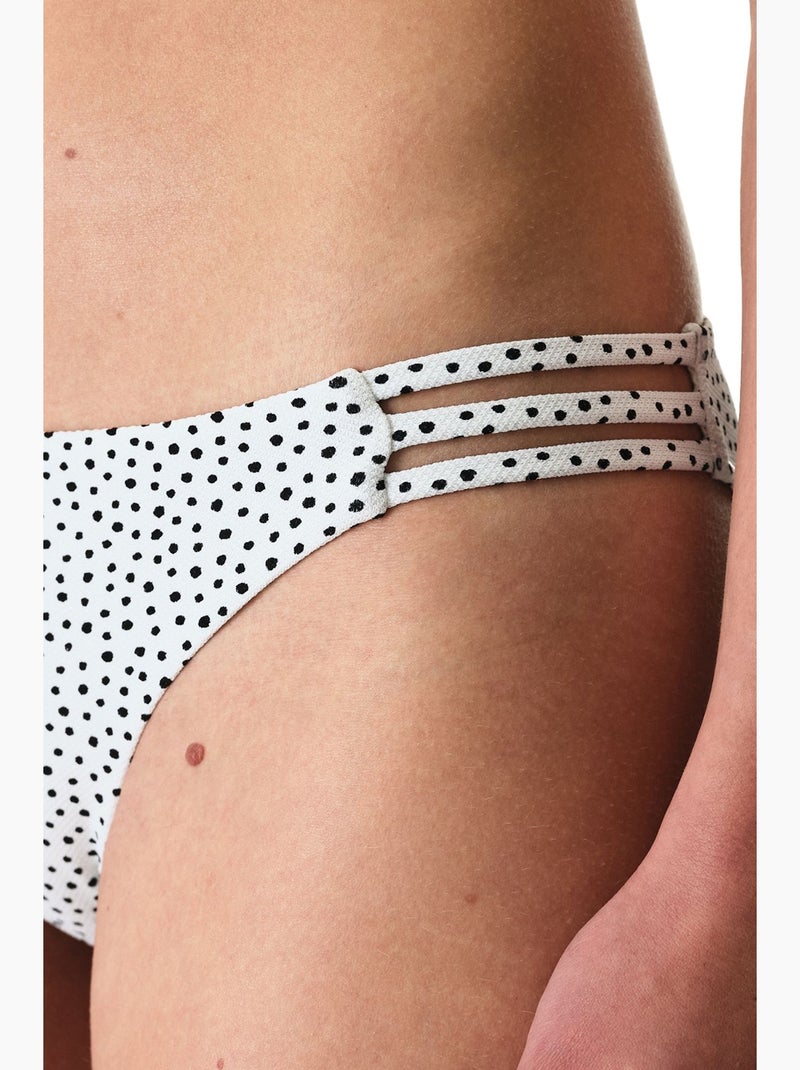 Point bas de bikini à pois, texturé, taille mi-haute penti Blanc cassé - Kiabi