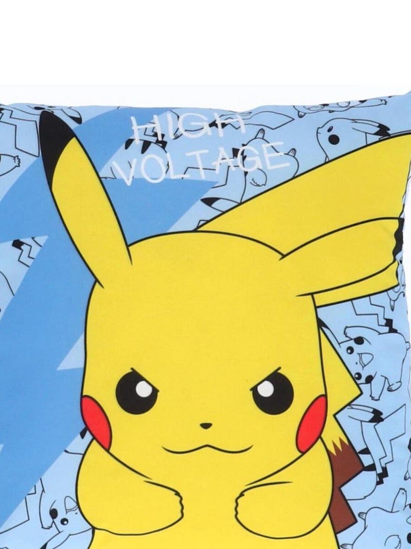 POKEMON - Coussin Pikachu Eclair 35x35 cm - 100% Polyester - Bleu Bleu - Kiabi