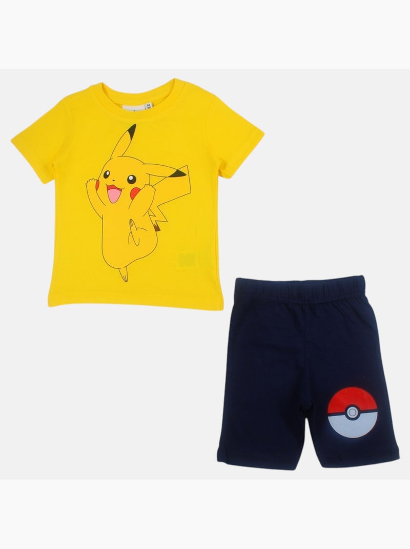 Pokemon - Ensemble T-shirt et short avec personnage Jaune - Kiabi