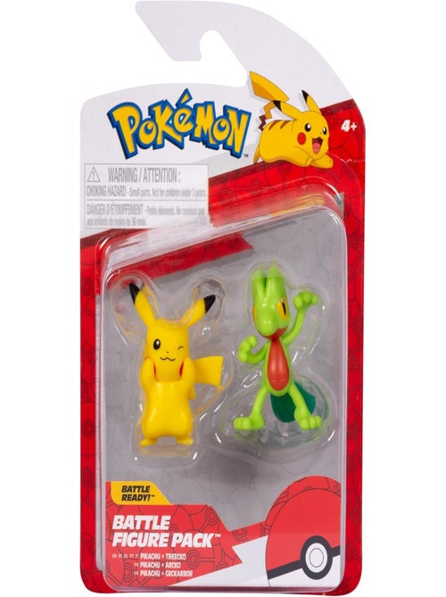 Pokémon - Lot de 2 figurines de combat Pikachu et Geckabor - Kiabi