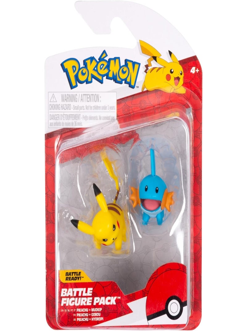 Pokémon - Lot de 2 figurines de combat Pikachu et Hydropi Bleu Jaune - Kiabi