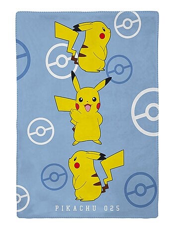 POKEMON - Plaid Pokémon Pikachu 110x130 cm - 100% Polyester - Bleu - Kiabi